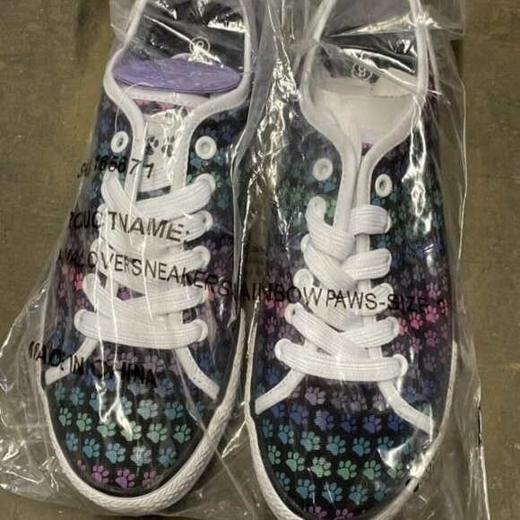 BOGO The Animal Rescue Site Animal Lover Paw Print Lace Up Sneakers sz 8 - Picture 3 of 4